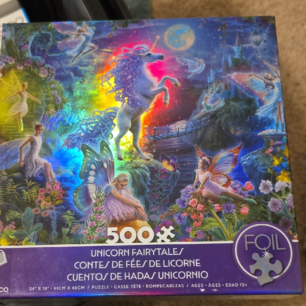 New In Box 500 Piece Unicorn Fairytales Foil